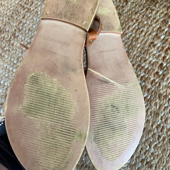 NICCOLO VACARI Tan LEATHER Womens Size 9 Strap Thong Sandals Flats ITALY - Picture 4 of 4